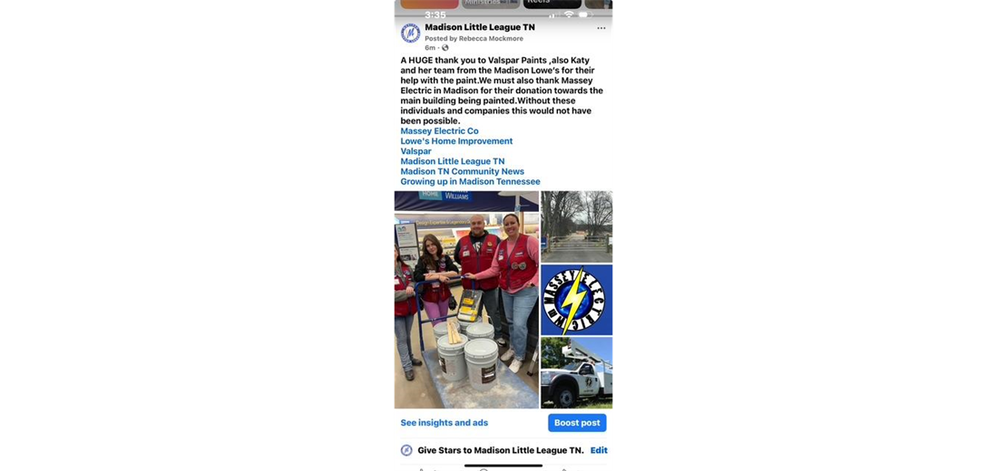 Lowe's Helping Madison Little League